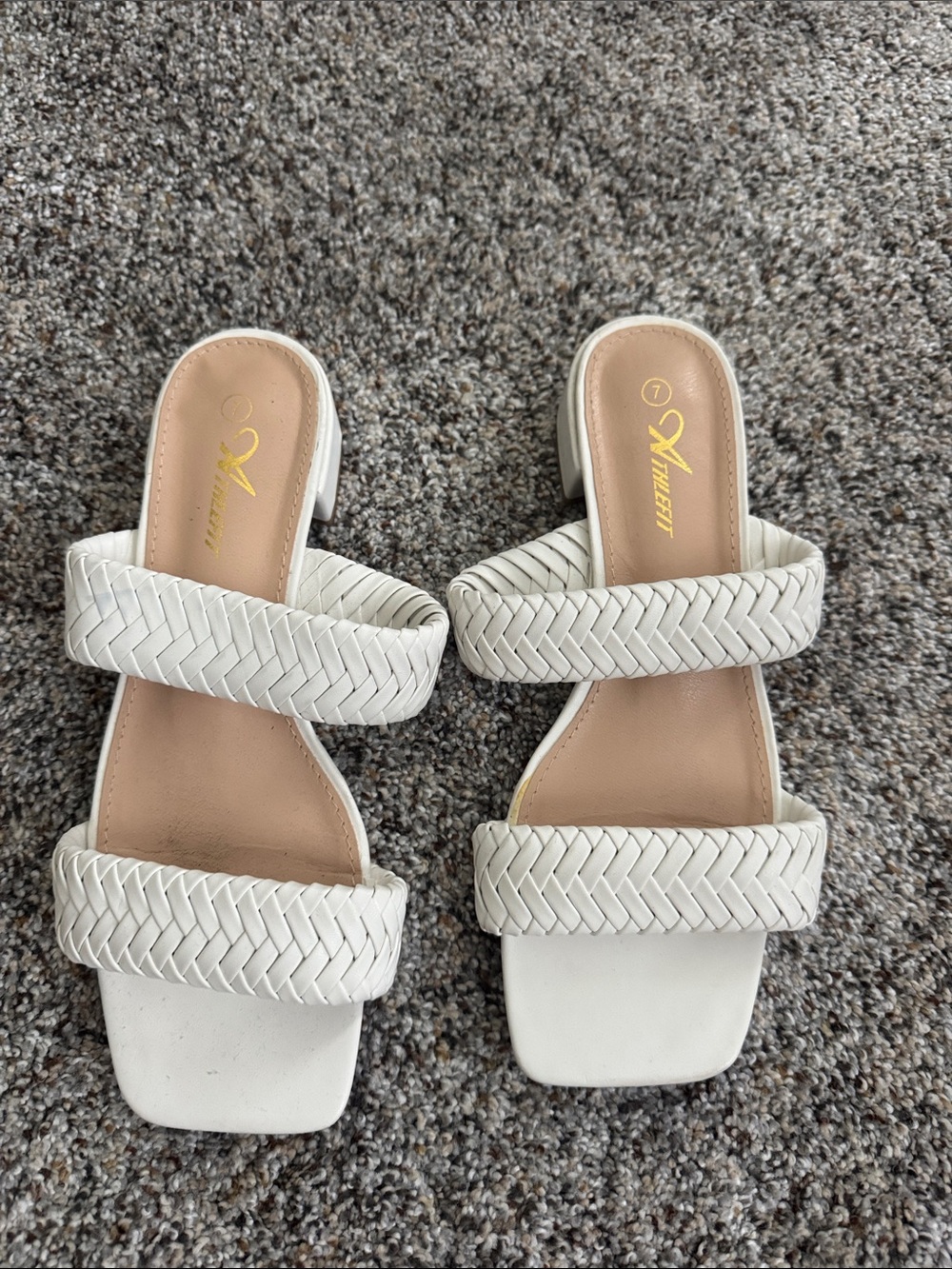 White Braided Double-Strap Sandals